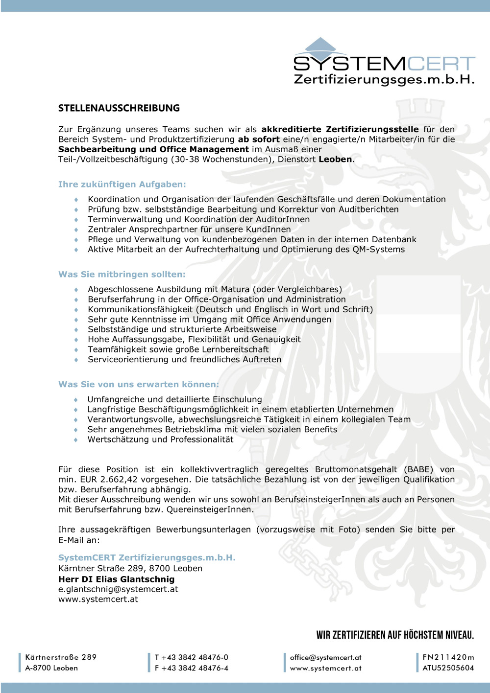 Sachbearbeitung und Office Management (m/w/d)