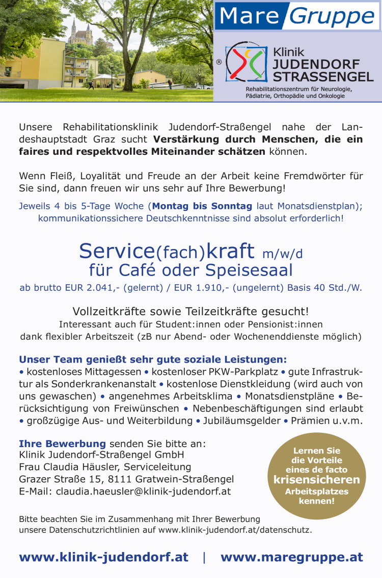 Service(fach)kraft (m/w/d) für Café oder Speisesaal