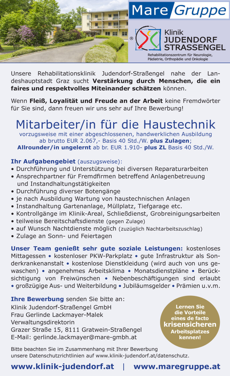 Mitarbeiter/in für die Haustechnik (m/w/d)