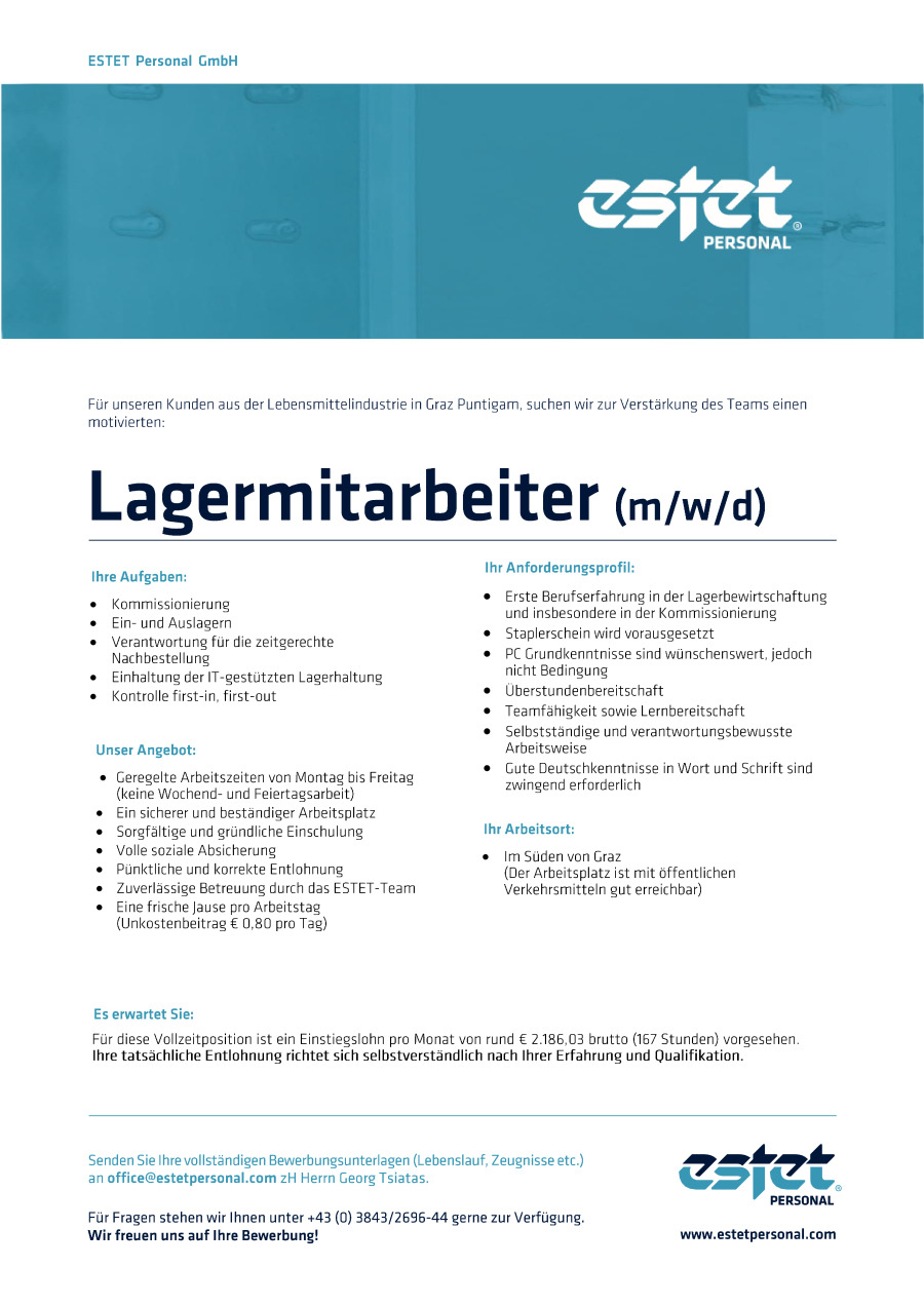 Lagermitarbeiter/in (m/w/d)