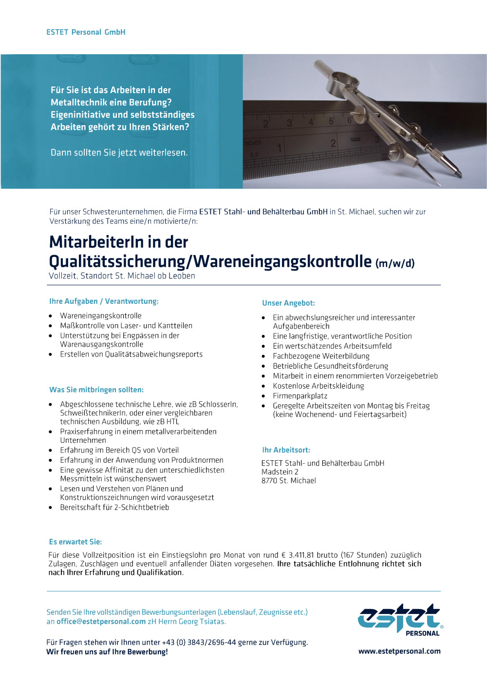 MitarbeiterIn - Qualitätssicherung / Wareneingangskontrolle (m/w/d) 